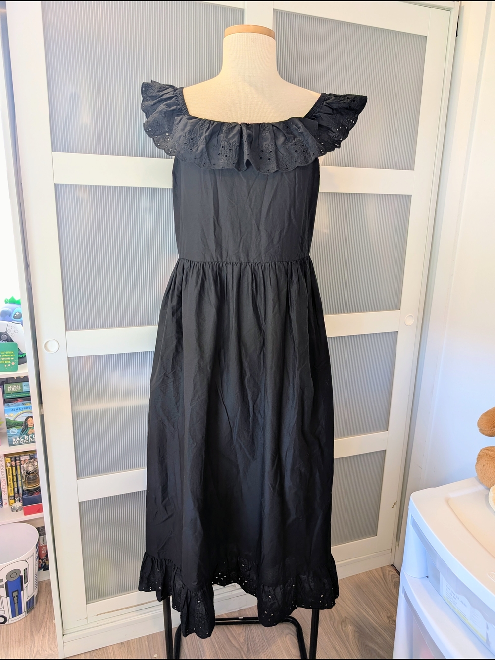 Maurices Black Eyelet Ruffle Cotton Dress